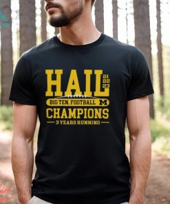 Michigan Wolverines Blue 2023 Back To Back Hail Conference Champions Shirt