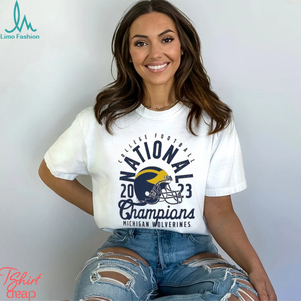 Michigan Wolverines College Football Playoff 2023 National Champions Helmet T Shirt Michigan Wolverines College Football Playoff 2023 National Champions Helmet T Shirt