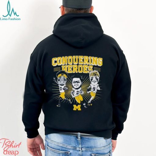 Michigan Wolverines Conquering Heroes 2023 Champions Caricatures Shirt