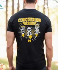 Michigan Wolverines Conquering Heroes 2023 Champions Caricatures Shirt