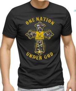Michigan Wolverines Cross One Nation Under God Signatures Shirt
