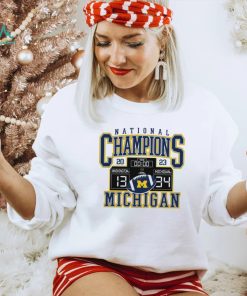 Michigan Wolverines Fanatics Branded College Football Playoff 2023 National Champions Scoreboard T Shirt