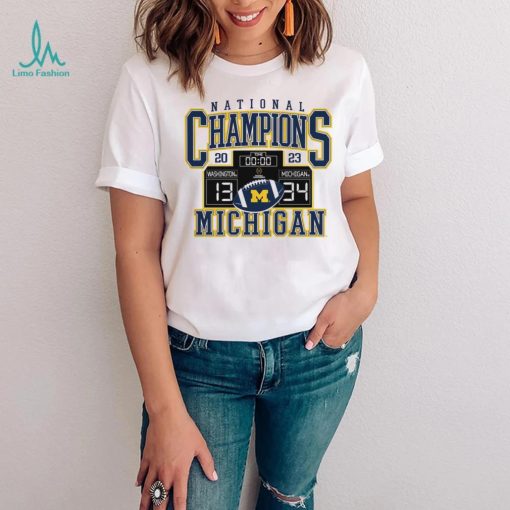 Michigan Wolverines Fanatics Branded College Football Playoff 2023 National Champions Scoreboard T Shirt