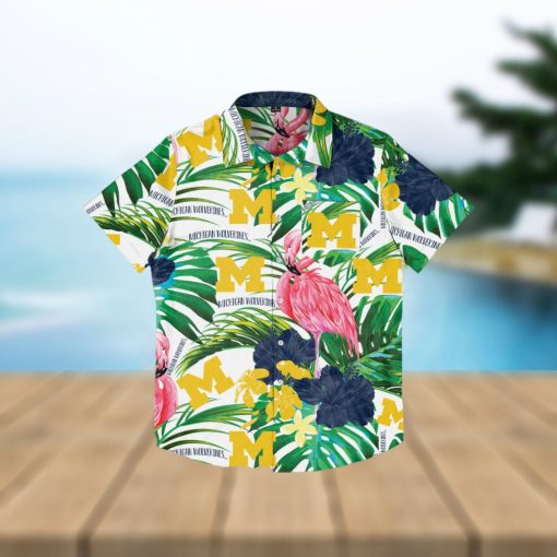 Michigan Wolverines Flamingo Hawaiian Shirt