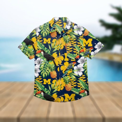 Michigan Wolverines Floral Hawaiian Shirt