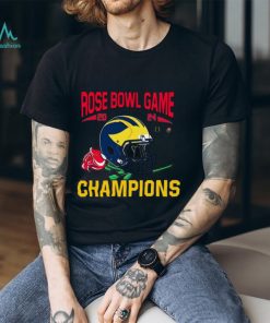 Michigan Wolverines Go Blue Rose Bowl Game 2024 Helmet Tee Shirt