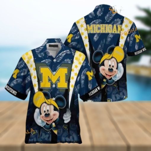 Michigan Wolverines Hawaiian Shirt Mickey Mouse, NCAA Apparel for Disney Fans