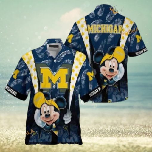 Michigan Wolverines Hawaiian Shirt Mickey Mouse, NCAA Apparel for Disney Fans