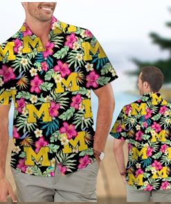 Michigan Wolverines Hibiscus Tropical Hawaiian Shirts