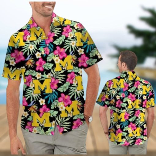 Michigan Wolverines Hibiscus Tropical Hawaiian Shirts