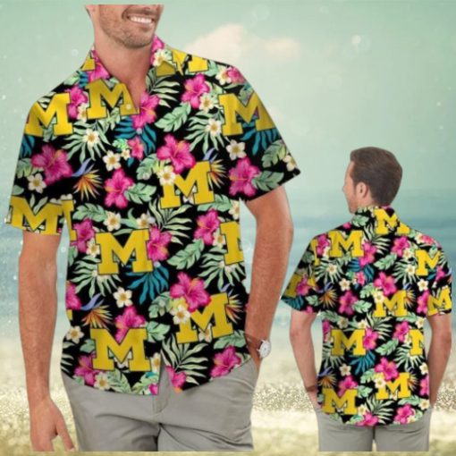 Michigan Wolverines Hibiscus Tropical Hawaiian Shirts