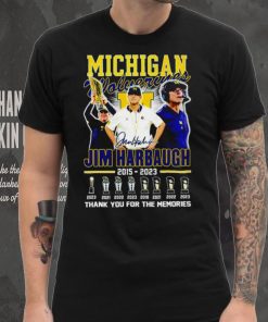 Michigan Wolverines Jim Harbaugh 2015 2023 Thank you for the memories football coach signature poster shirt