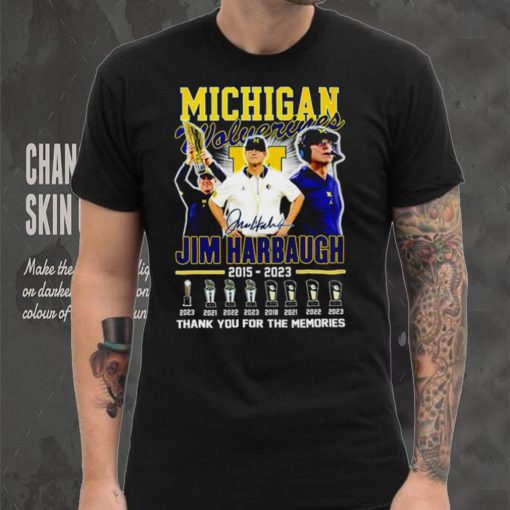 Michigan Wolverines Jim Harbaugh 2015 2023 Thank you for the memories football coach signature poster shirt