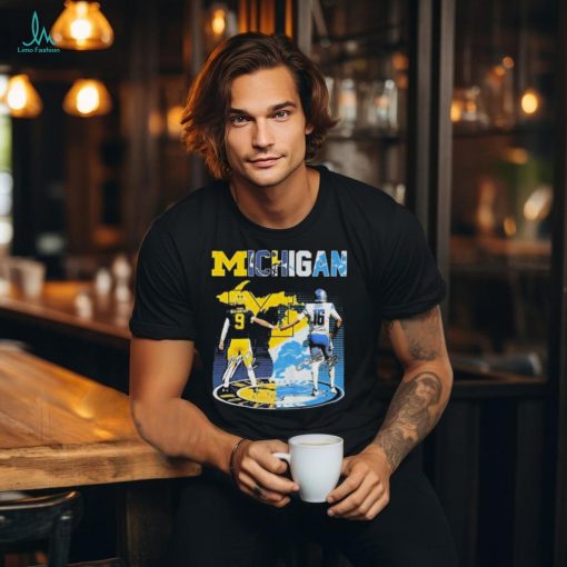 Michigan Wolverines Mc Carthy 9 Detroit Lions Goff 16 signatures t shirt