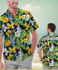 Michigan Wolverines Name Personalized Parrot Floral Tropical Hawaiian Shirt