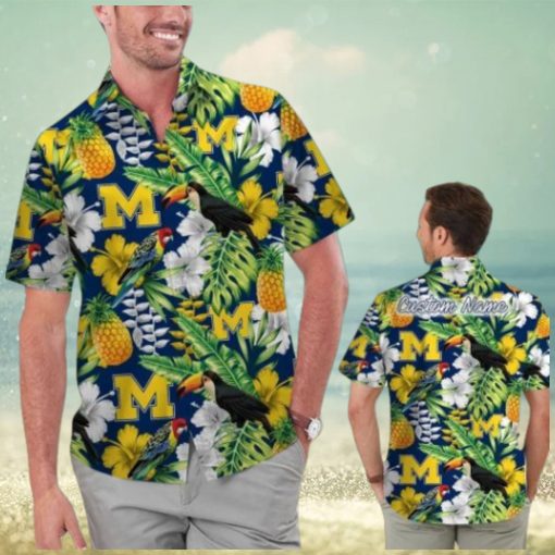 Michigan Wolverines Name Personalized Parrot Floral Tropical Hawaiian Shirt