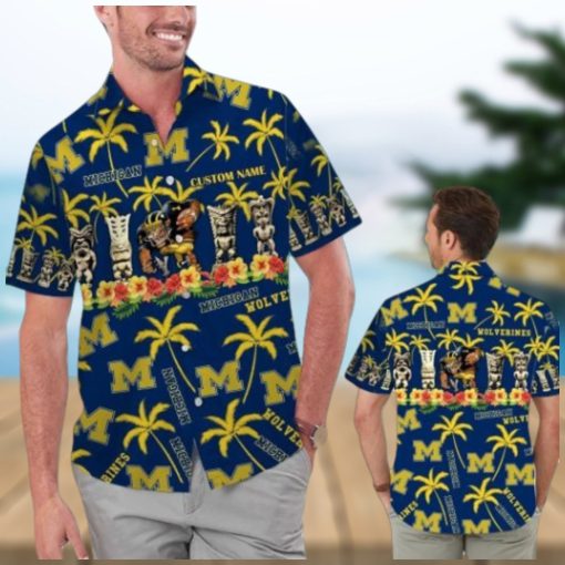 Michigan Wolverines Name Personalized Tropical Hawaiian Shirt