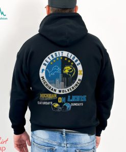 Michigan Wolverines On Saturdays Detroit Lions On Sundays Helmet Tshirt