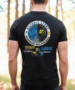 Michigan Wolverines On Saturdays Detroit Lions On Sundays Helmet Tshirt