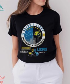 Michigan Wolverines On Saturdays Detroit Lions On Sundays Helmet Tshirt