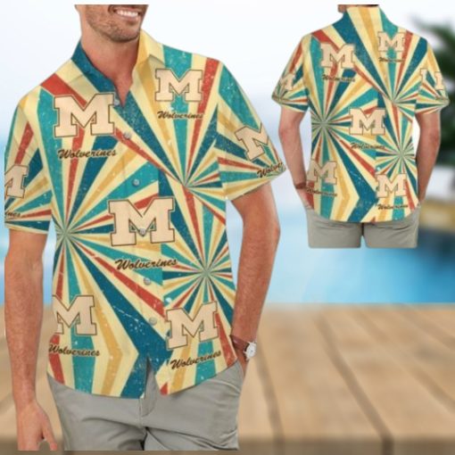 Michigan Wolverines Retro Vintage Style Hawaiian Shirt BeacSummer