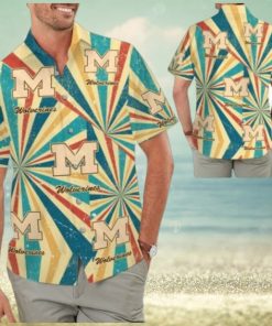 Michigan Wolverines Retro Vintage Style Hawaiian Shirt BeacSummer