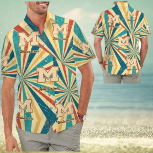 Michigan Wolverines Retro Vintage Style Hawaiian Shirt BeacSummer