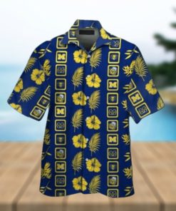 Michigan Wolverines Short Sleeve Button Up Tropical Hawaiian Shirt VER01