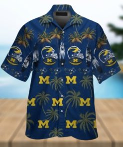 Michigan Wolverines Short Sleeve Button Up Tropical Hawaiian Shirt VER012