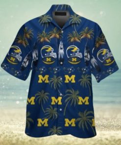 Michigan Wolverines Short Sleeve Button Up Tropical Hawaiian Shirt VER012