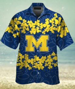 Michigan Wolverines Short Sleeve Button Up Tropical Hawaiian Shirt VER015