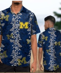 Michigan Wolverines Short Sleeve Button Up Tropical Hawaiian Shirt VER017