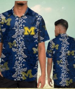 Michigan Wolverines Short Sleeve Button Up Tropical Hawaiian Shirt VER017