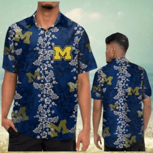 Michigan Wolverines Short Sleeve Button Up Tropical Hawaiian Shirt VER017