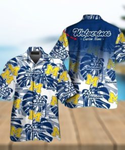 Michigan Wolverines Short Sleeve Button Up Tropical Hawaiian Shirt VER018