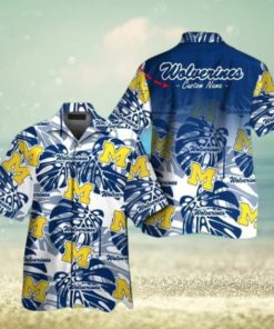 Michigan Wolverines Short Sleeve Button Up Tropical Hawaiian Shirt VER018