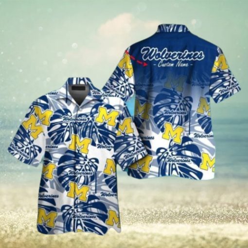 Michigan Wolverines Short Sleeve Button Up Tropical Hawaiian Shirt VER018