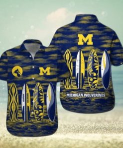 Michigan Wolverines Short Sleeve Button Up Tropical Hawaiian Shirt VER020