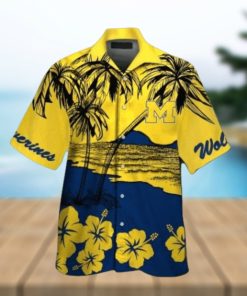 Michigan Wolverines Short Sleeve Button Up Tropical Hawaiian Shirt VER021