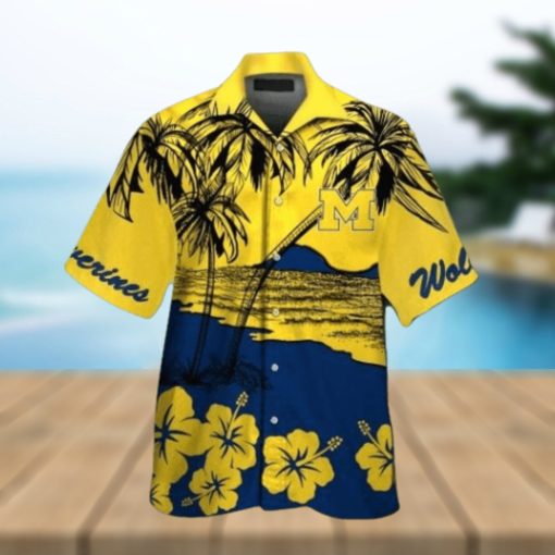 Michigan Wolverines Short Sleeve Button Up Tropical Hawaiian Shirt VER021