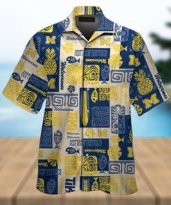 Michigan Wolverines Short Sleeve Button Up Tropical Hawaiian Shirt VER025