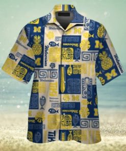 Michigan Wolverines Short Sleeve Button Up Tropical Hawaiian Shirt VER025