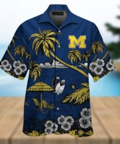 Michigan Wolverines Short Sleeve Button Up Tropical Hawaiian Shirt VER027