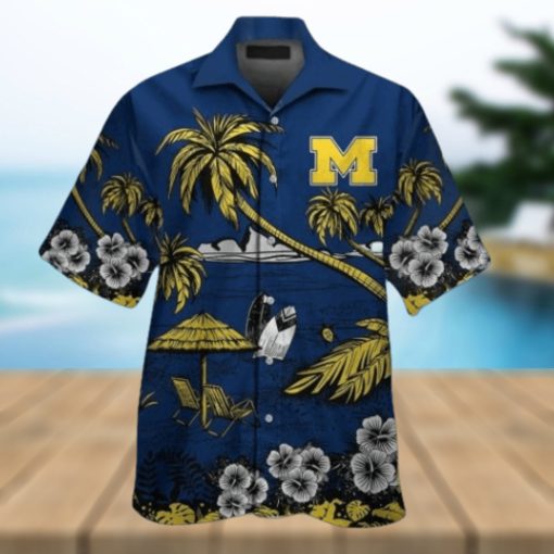 Michigan Wolverines Short Sleeve Button Up Tropical Hawaiian Shirt VER027