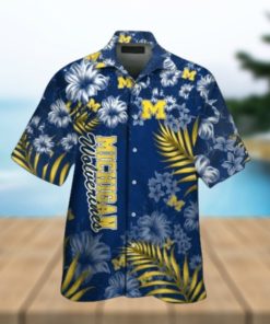 Michigan Wolverines Short Sleeve Button Up Tropical Hawaiian Shirt VER028