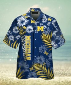 Michigan Wolverines Short Sleeve Button Up Tropical Hawaiian Shirt VER028