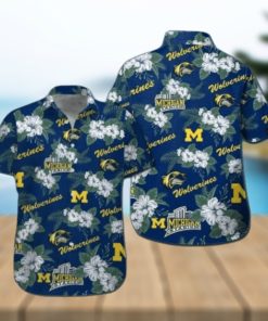 Michigan Wolverines Short Sleeve Button Up Tropical Hawaiian Shirt VER03