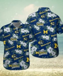 Michigan Wolverines Short Sleeve Button Up Tropical Hawaiian Shirt VER03