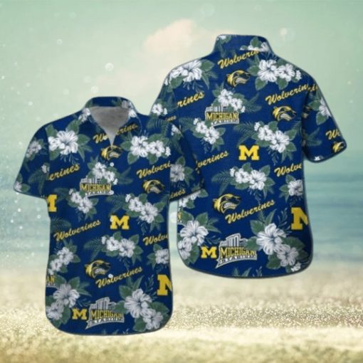 Michigan Wolverines Short Sleeve Button Up Tropical Hawaiian Shirt VER03