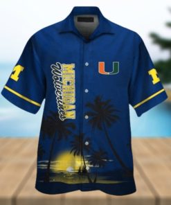 Michigan Wolverines Short Sleeve Button Up Tropical Hawaiian Shirt VER04